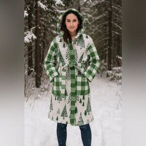 Handmade 🧵 🪡 Upcycled Evergreen Rhinestone Embellished Robe Coat